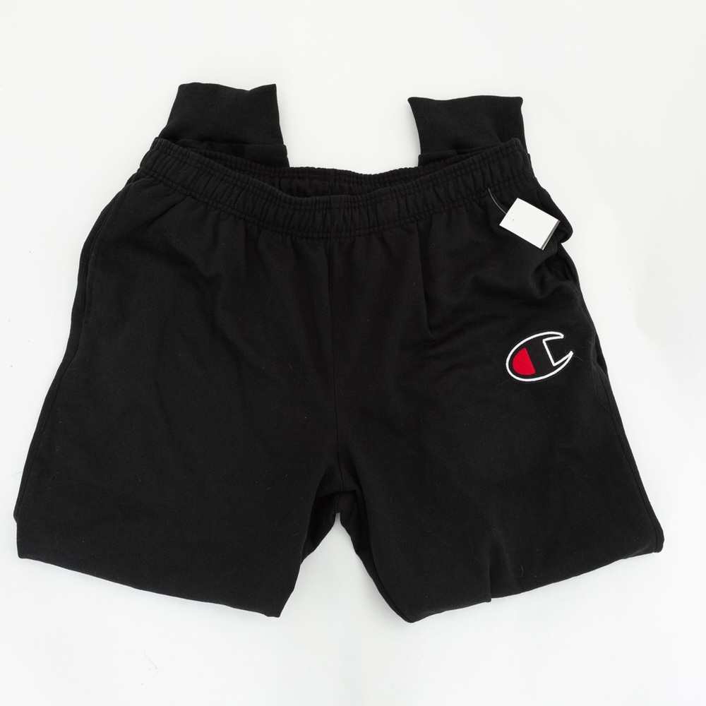 Champion black joggers with cuffed bottoms & embroidered C patch 2XL